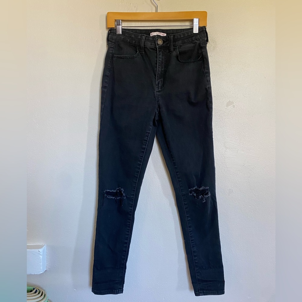 SO Black High Waisted Distressed Jeggings